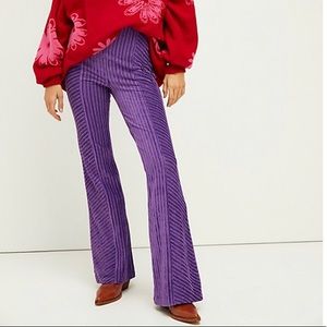 Free People Slim Pull-on Velvet Flare Pants